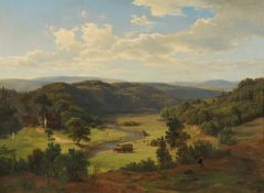 KLEIN, Wilhelm (1821-1897), "Sommerliche Landschaft", Öl/Lwd., 84 x 114, besch., unten rechts