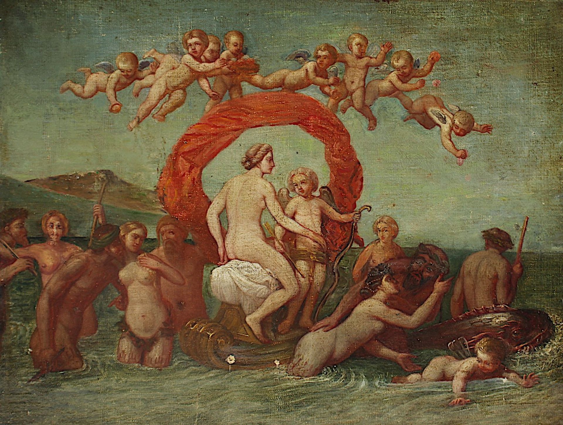 ALBANI, Fancesco (1578-1660), Nachfolge/Schule, "Triumph der Amphitrite", Öl/Lwd., 27,5 x 35, besch.