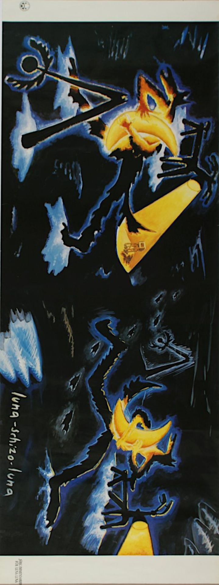 IMMENDORFF, Jörg, Plakat "Luna - Schizo - luna", Farboffset, 60 x 186, gedruckt in Belgien, Hecht