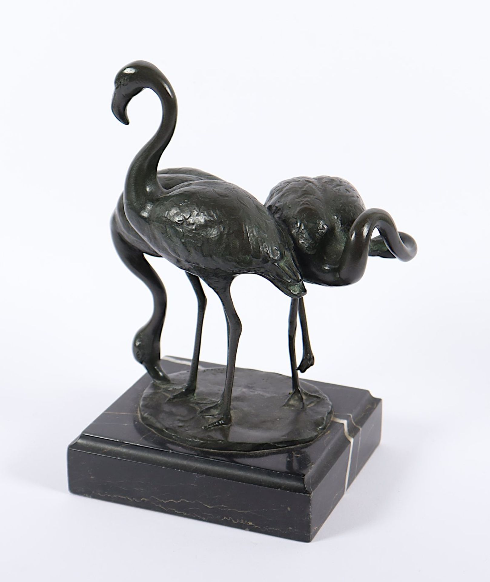 FÜRST, Else (1873-1943), "Drei Flamingos", Bronze, Marmorsockel, H 21,5, auf der Plinthe signiert, - Bild 2 aus 3