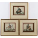 DE GHEYN, Jacques II, Musketiere, 3 kolorierte Stiche, 15,5 x 19,5, 17.Jh., R.