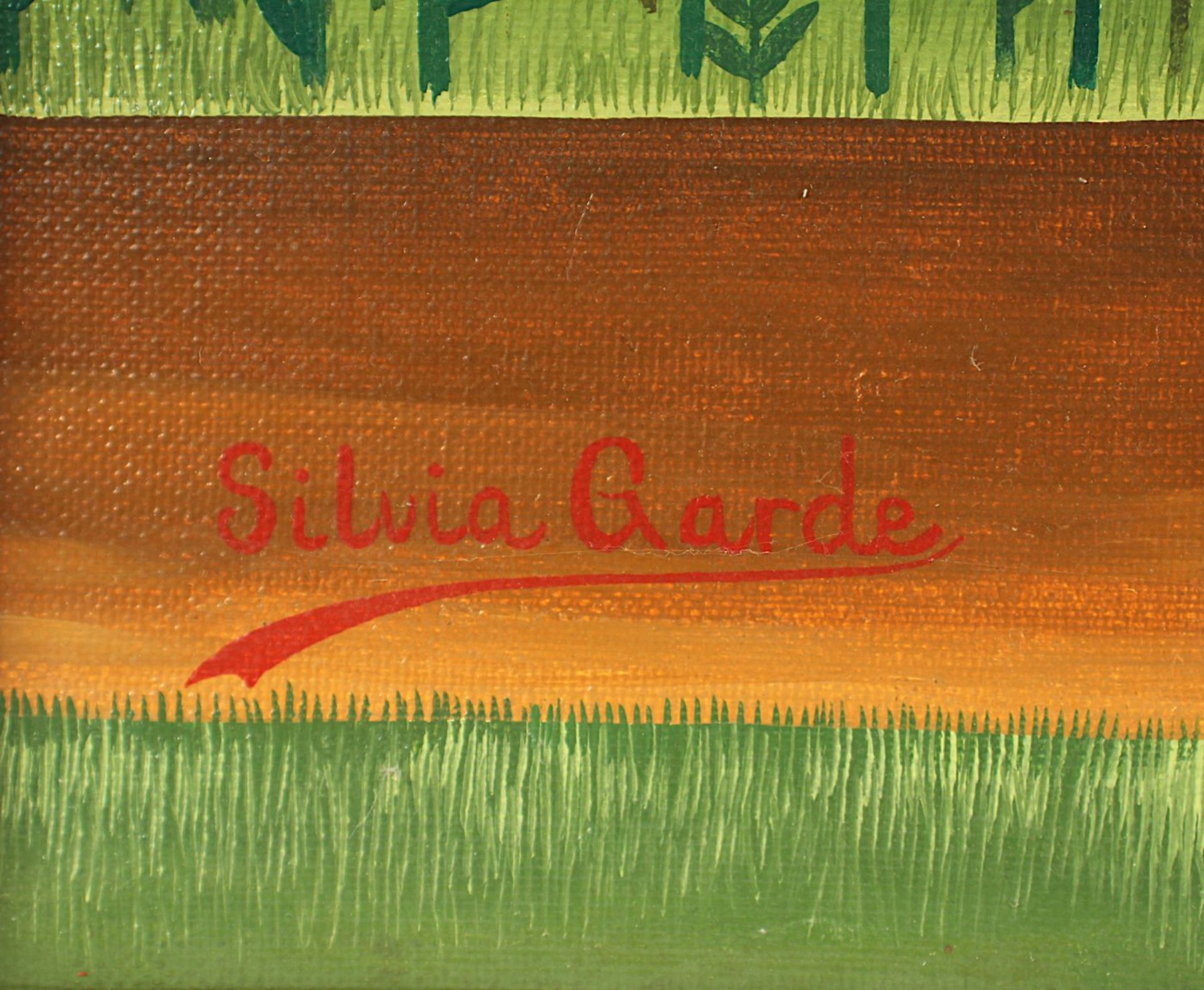 GARDE, Silvia (*1943), "Drei Schwestern", Öl/Lwd., 50 x 70, unten links signiert, verso - Bild 2 aus 3