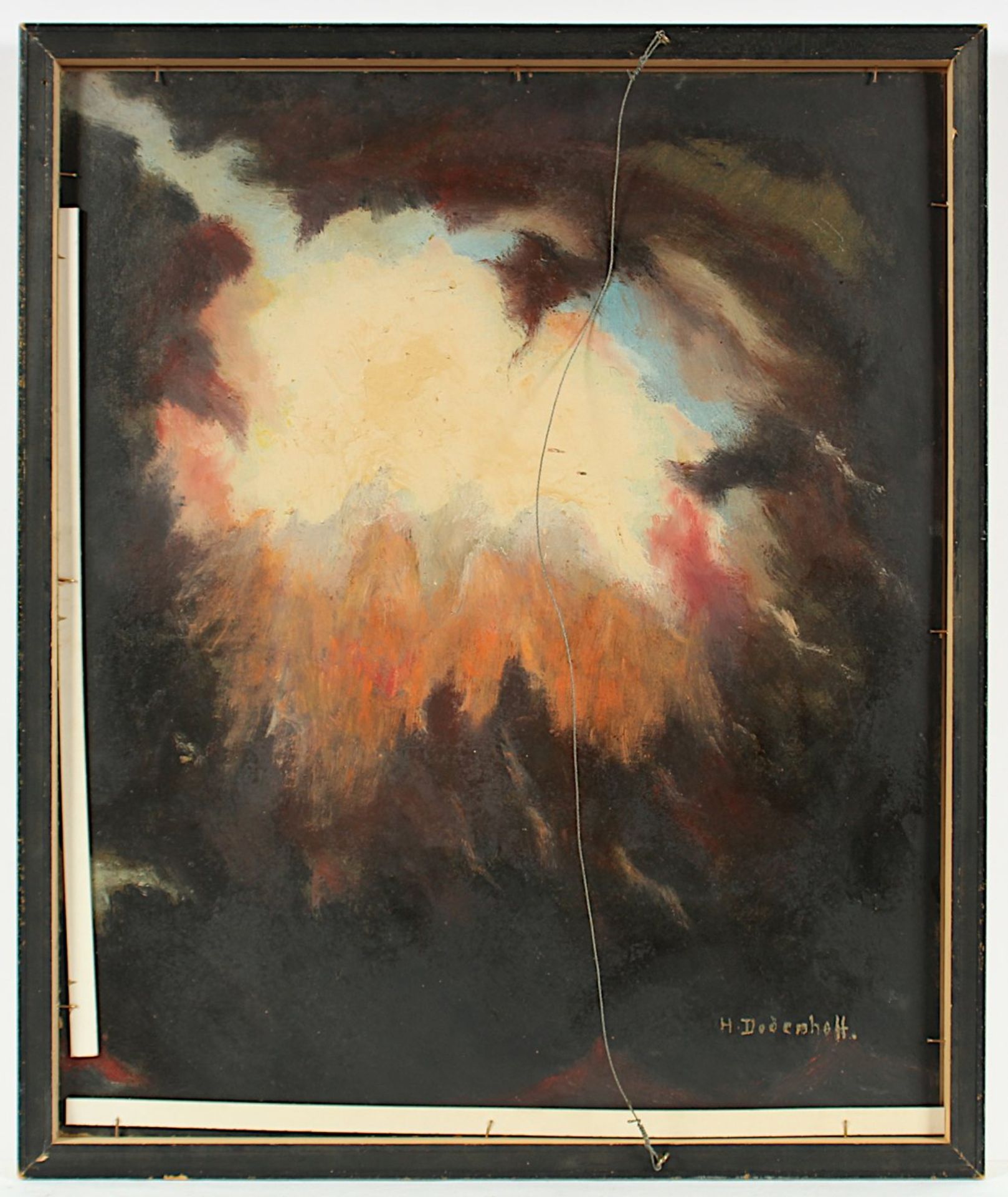 DODENHOFF, Heinz (1889-1981), "Abstrakte Landschaft", Öl/Malkarton, 60 x 50, verso signiert sowie - Bild 2 aus 2