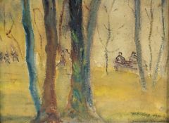 RÖSLER, Waldemar (1882-1916), "Im Berliner Tiergarten", Aquarell/Papier, 21 x 29, unten rechts