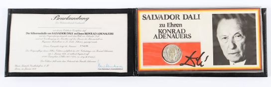DALI, Salvador, Münze zu Ehren Konrad Adenauers (Silber 900/000, 23g), 1976 (Nr. 14638, in