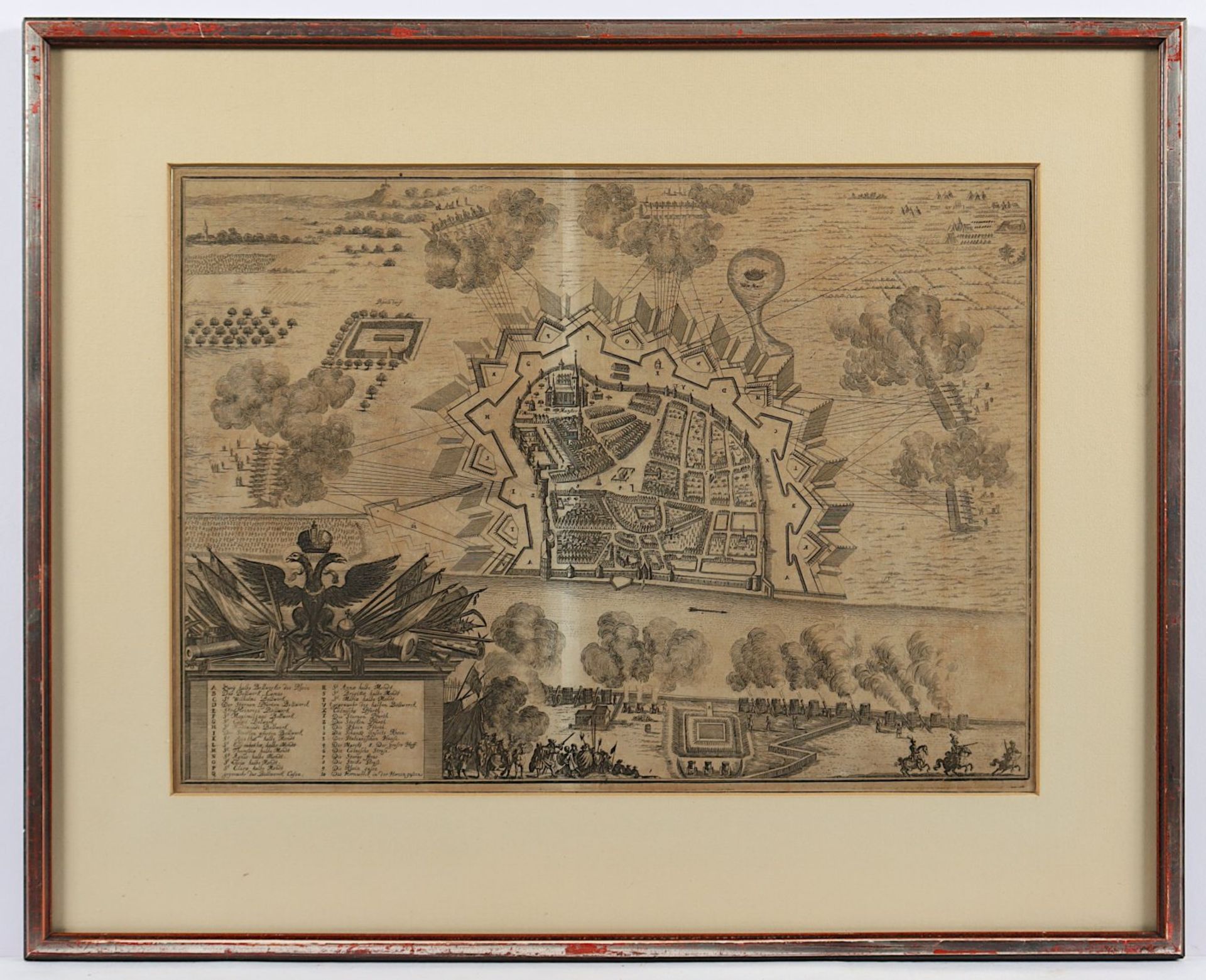 SCHLACHTENANORDNUNG BONN, Kupferstich, 29 x 39, M.MERIAN, um 1640, gebräunt, R.