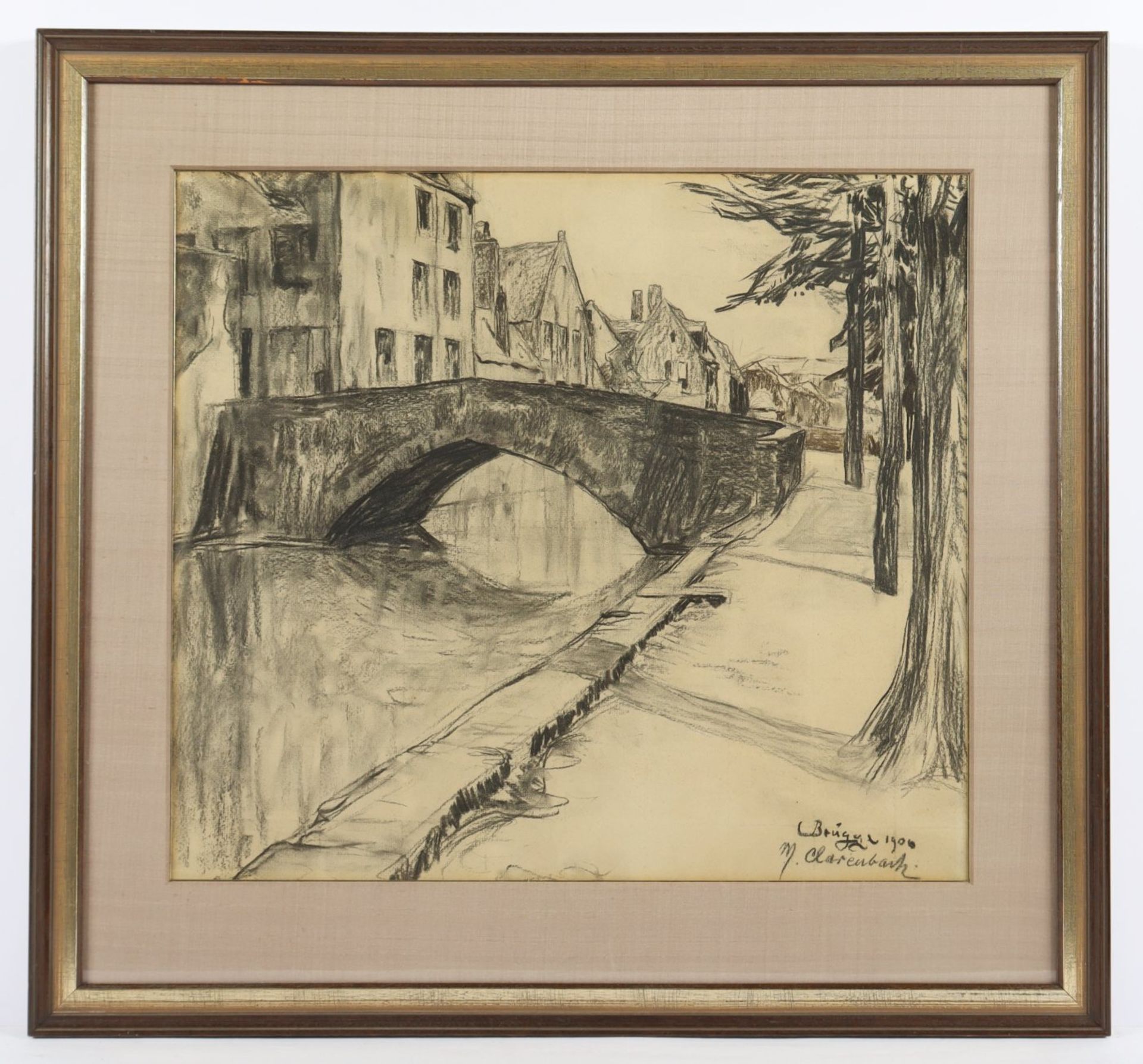 CLARENBACH, Max (1880-1952), "Ansicht aus Brügge", Kohle /Papier, 45 x 51 ( - Bild 2 aus 2