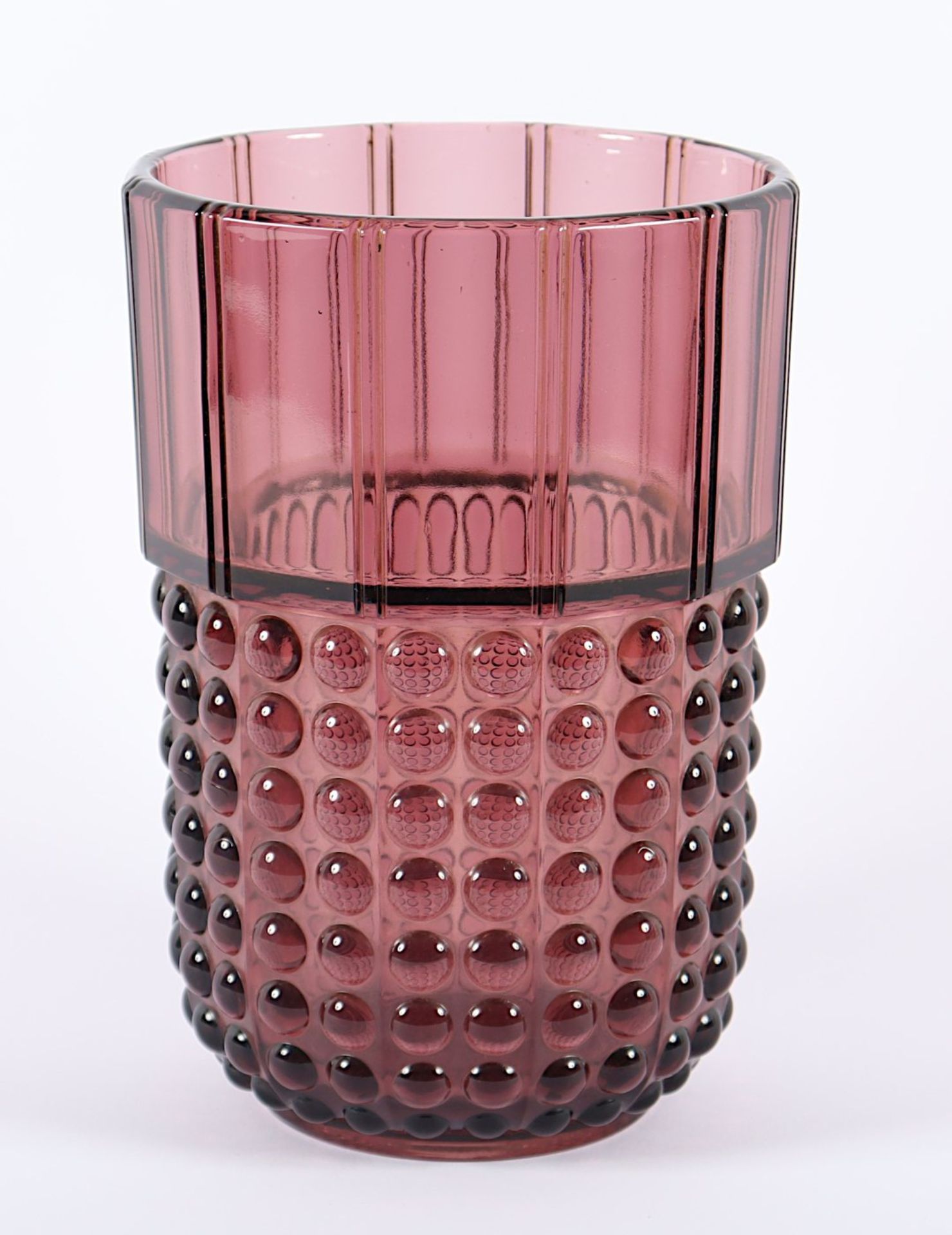 ART-DÉCO-VASE, violett getöntes Glas, H 21, gemarkt, VAL SAINT LAMBERT, um 1940