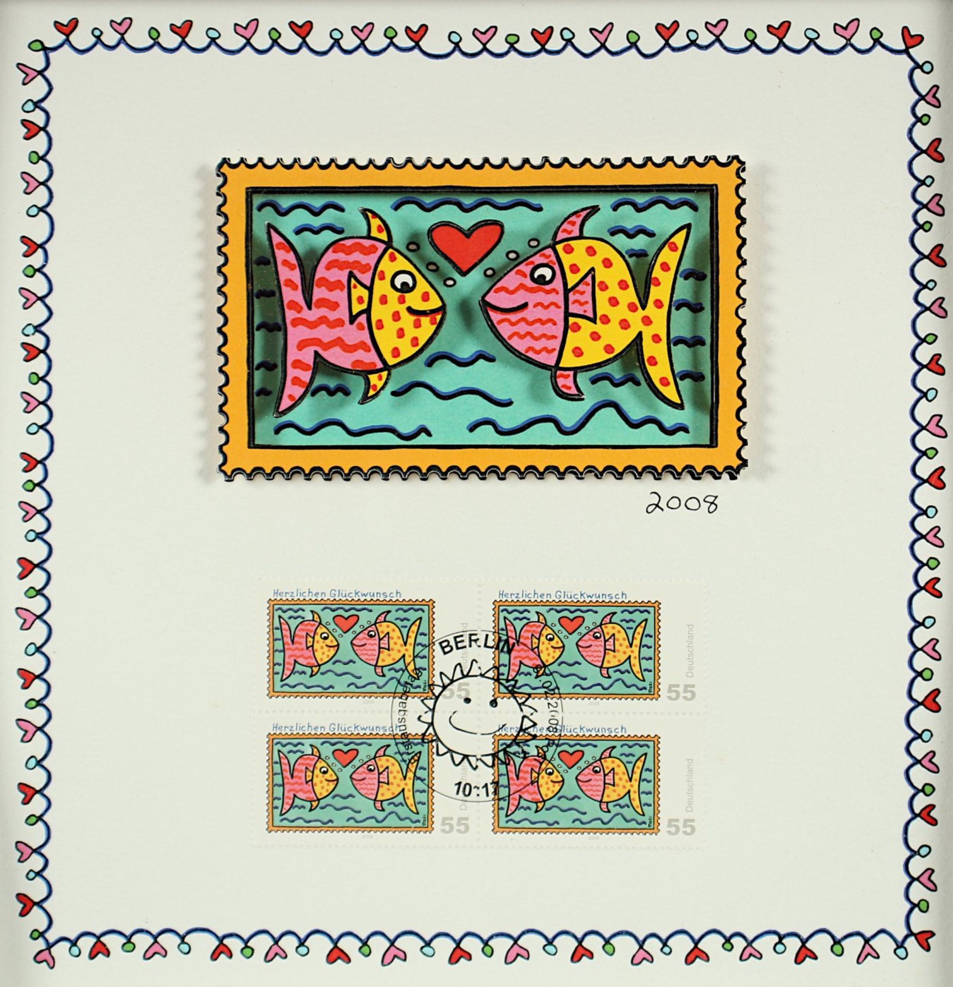 RIZZI, James, "Rizzi stamps", vier Entwürfe für Briefmarken, 3-d-Grafiken (je ca. 20 x 20) und die - Image 4 of 6