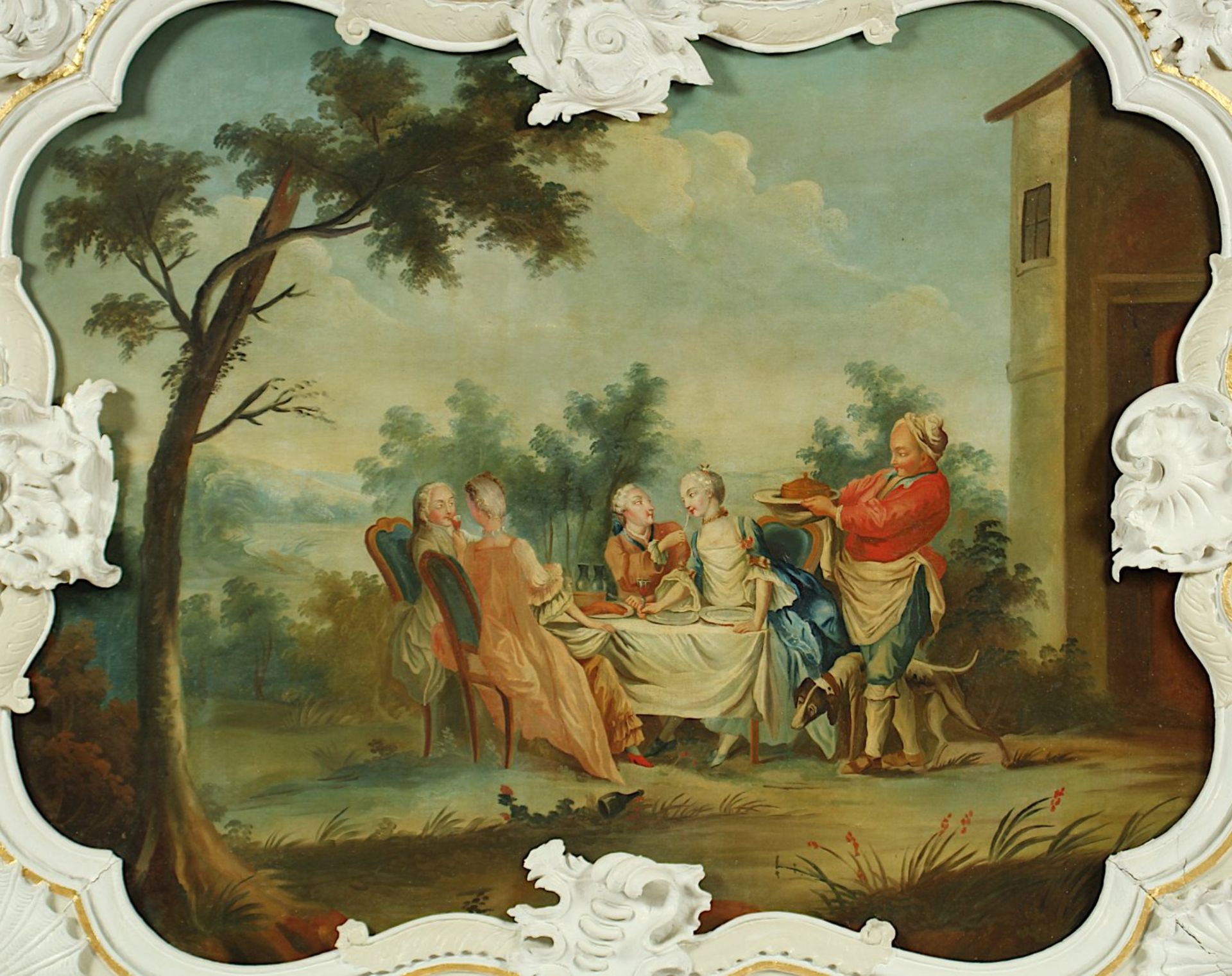 WATTEAU, Antoine (1684-1721), Nachfolge um 1900, "Festtafel im Park", Öl/Lwd., 88 x 110, wohl - Image 2 of 4