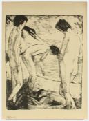 KAUS, Max, "Drei Badende - Akte am Ufer", Original-Lithografie, 48,5 x 40, handsigniert, um 1923,