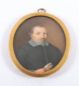 MINIATUR, "Der Gelehrte Jacob Bruno/Braun" (1594-1654), farbige Malerei/Elfenbein, Dm 6,2, verso