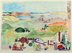 FRANK, Edvard (1909-1972), "Südliche Landschaft", Aquarell/Papier, 45 x 46 (Passepartoutausschnitt),