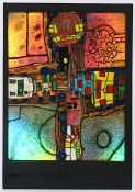 HUNDERTWASSER, Friedensreich, "Straßenkreuzung", Farboffset mit Metallfolienprägungen, 84 x 58,