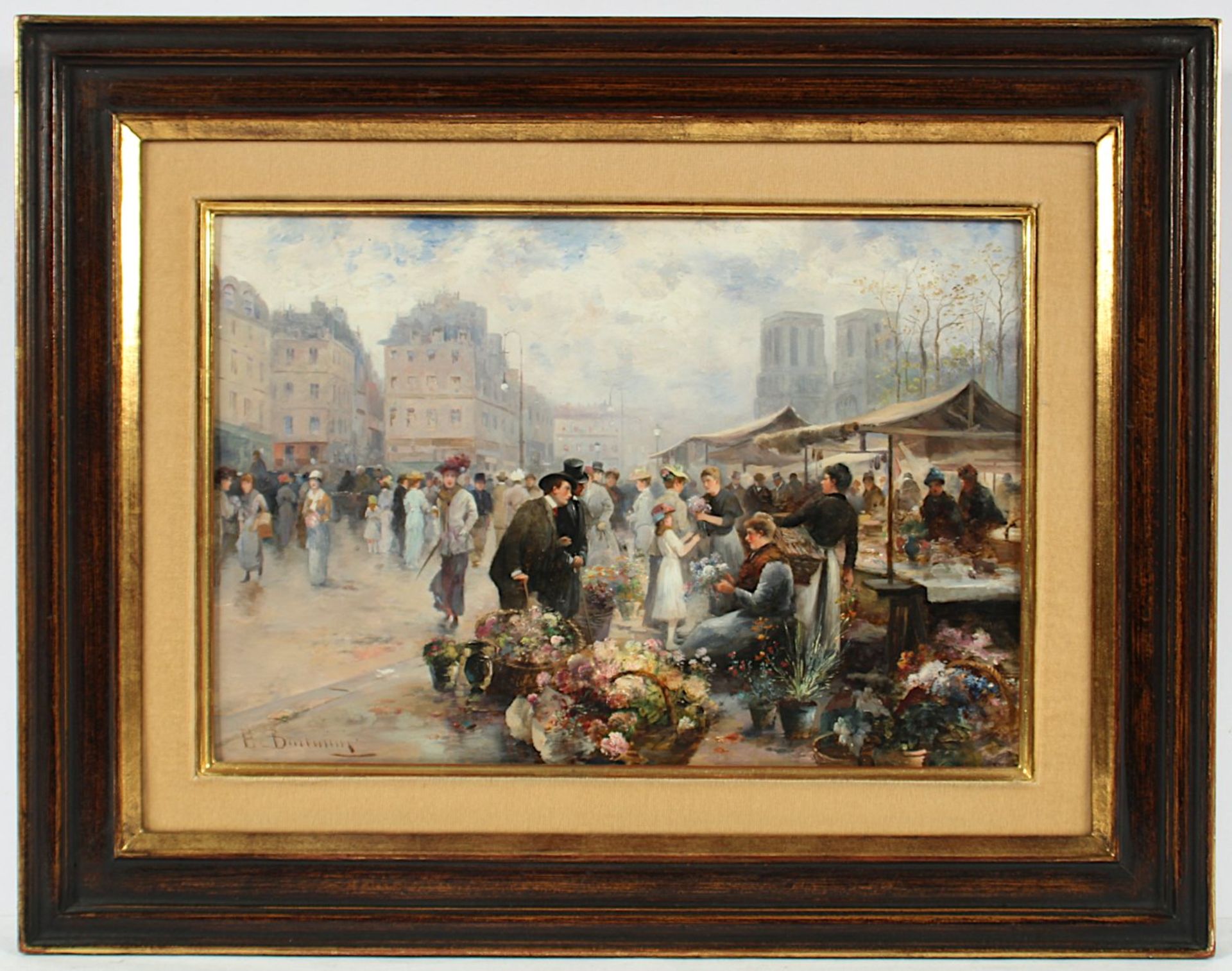 BARBARINI, Emil (1855-1933), "Blumenmarkt vor Notre Dame de Paris", Öl/Holz, 27 x 40, unten links - Image 2 of 5