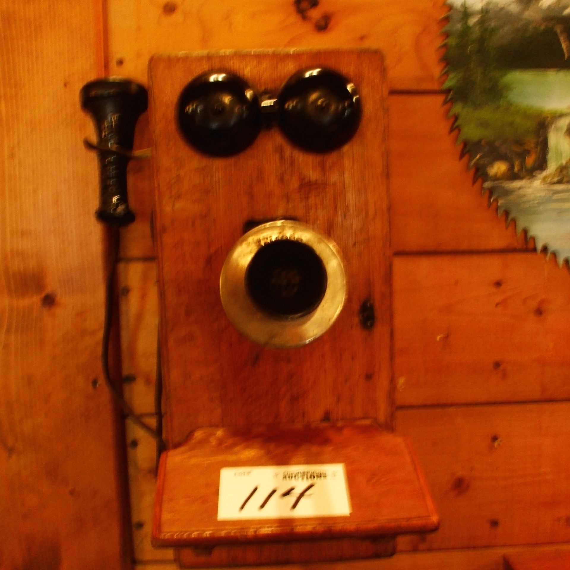 Antique wooden wall phone