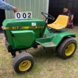 John Deer 317 Garden Tractor, Front Hydraulics, Mower & Tiller