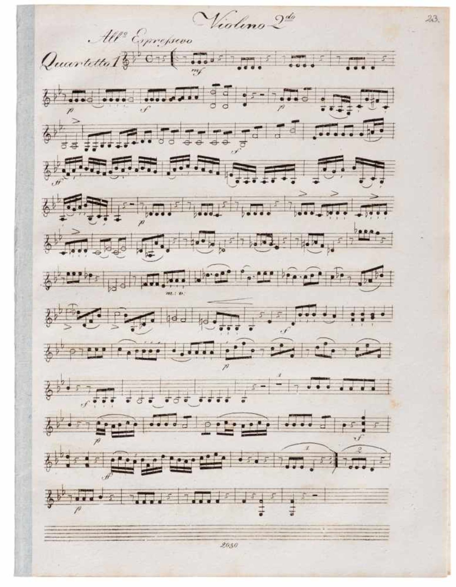 Hänsel, P.,Trois quatuors pour deux violons, alto et violoncelle. Oeuvre 27. Wien, Imprimerie - Bild 2 aus 2