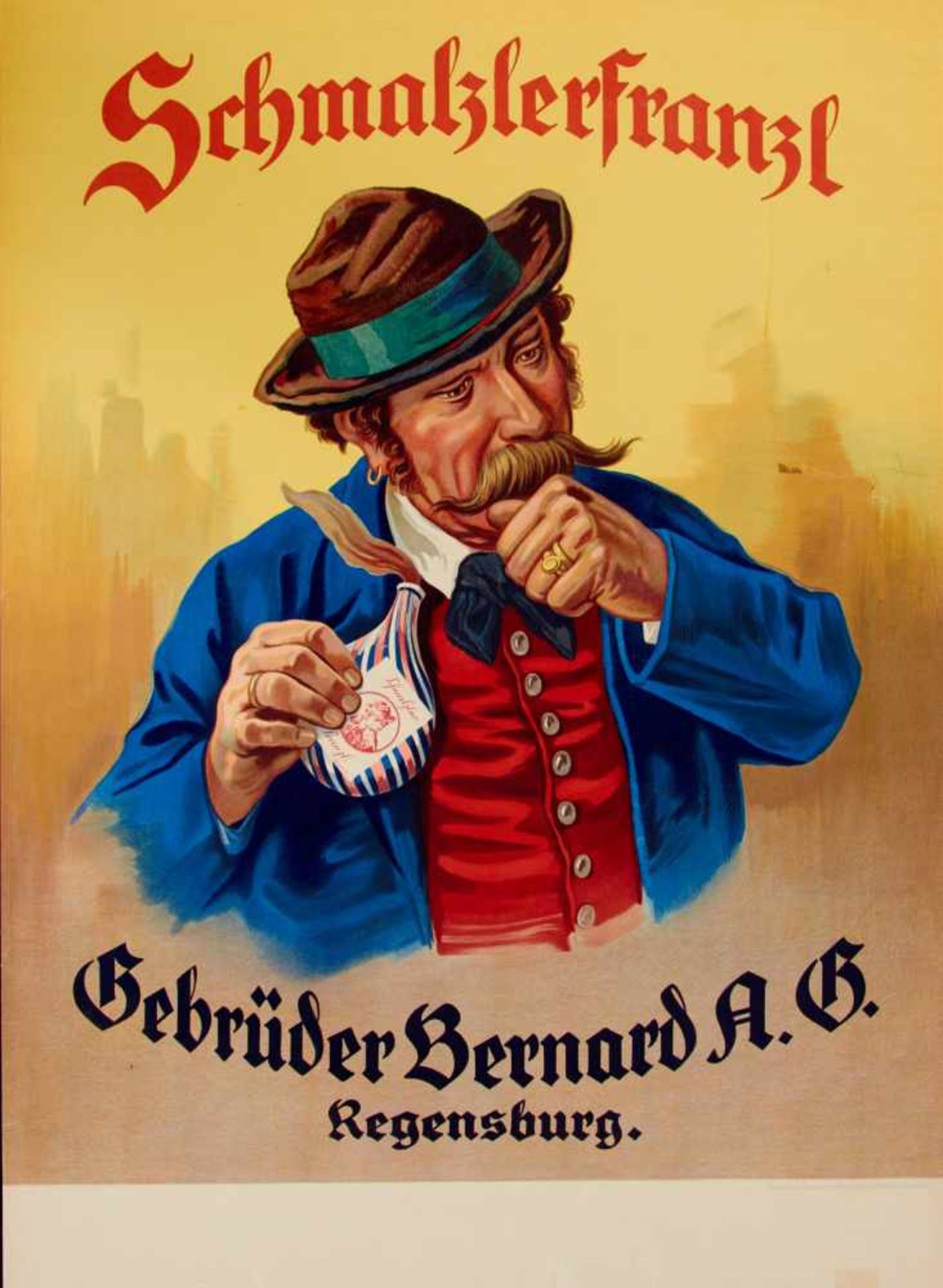 Tabak - Plakat - Bernard - Schmalzlerfranzl.Farb. lithogr. Plakat der Gebrder Bernard A. G. in