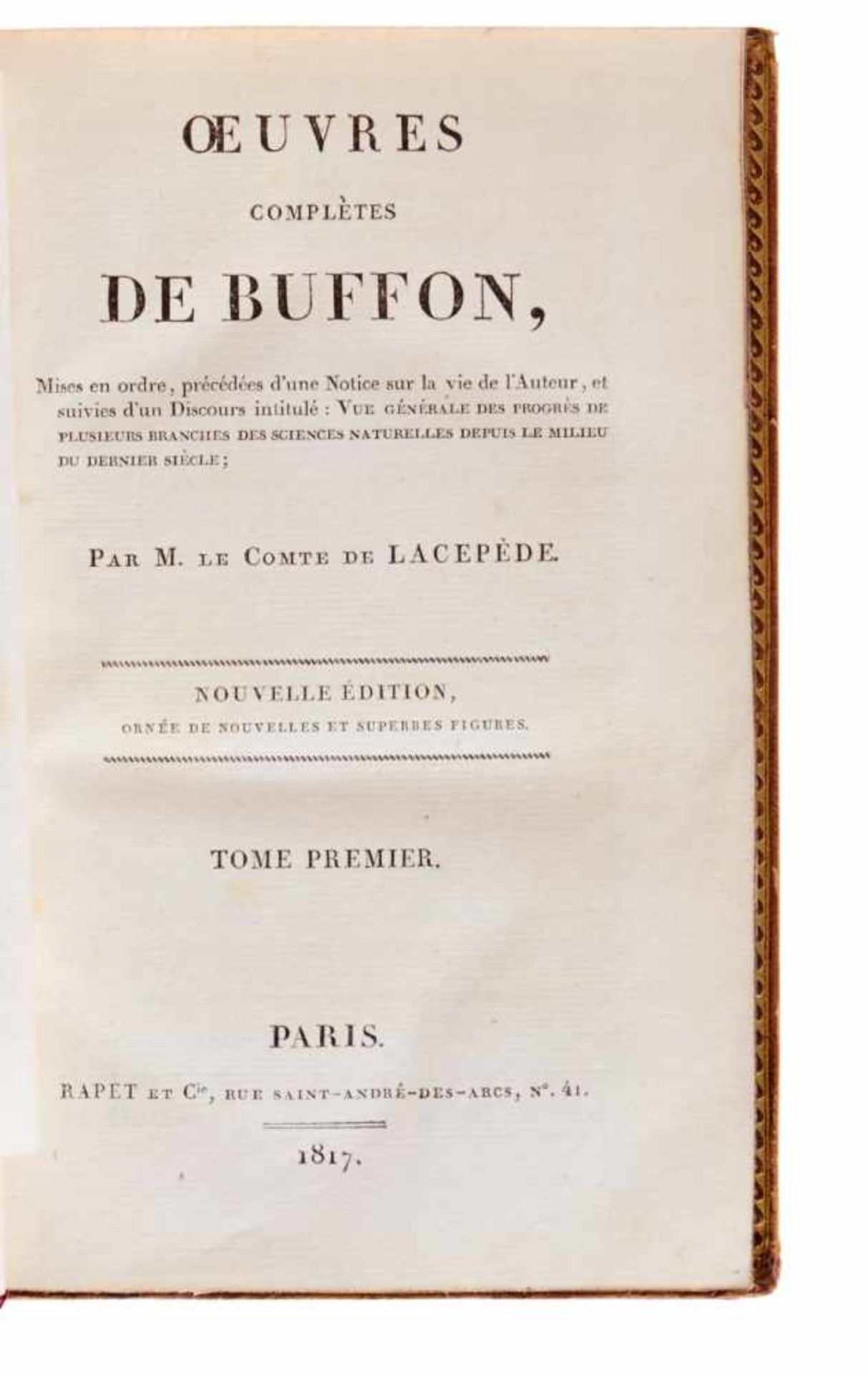 Buffon, (G. L. L. de),Oeuvres complètes. Nouvelle édition. Par (B. G.) de Lacépède. 12 Bde. - (B. - Bild 2 aus 2