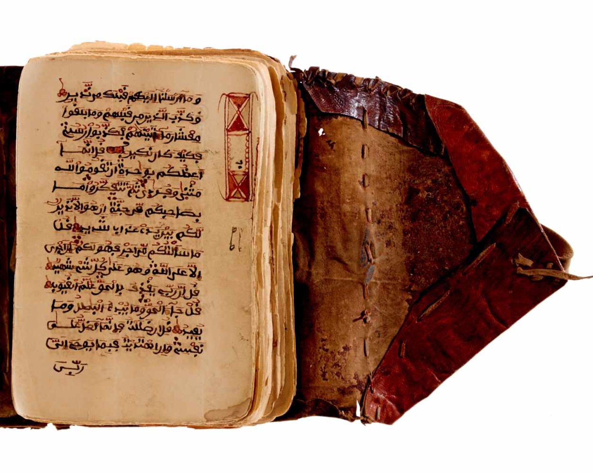 Koran -Koran in Ledertasche. Arabische Handschrift auf Papier. Sahelzone, 19. Jhdt. Ca. 19 x 12 - Bild 3 aus 4