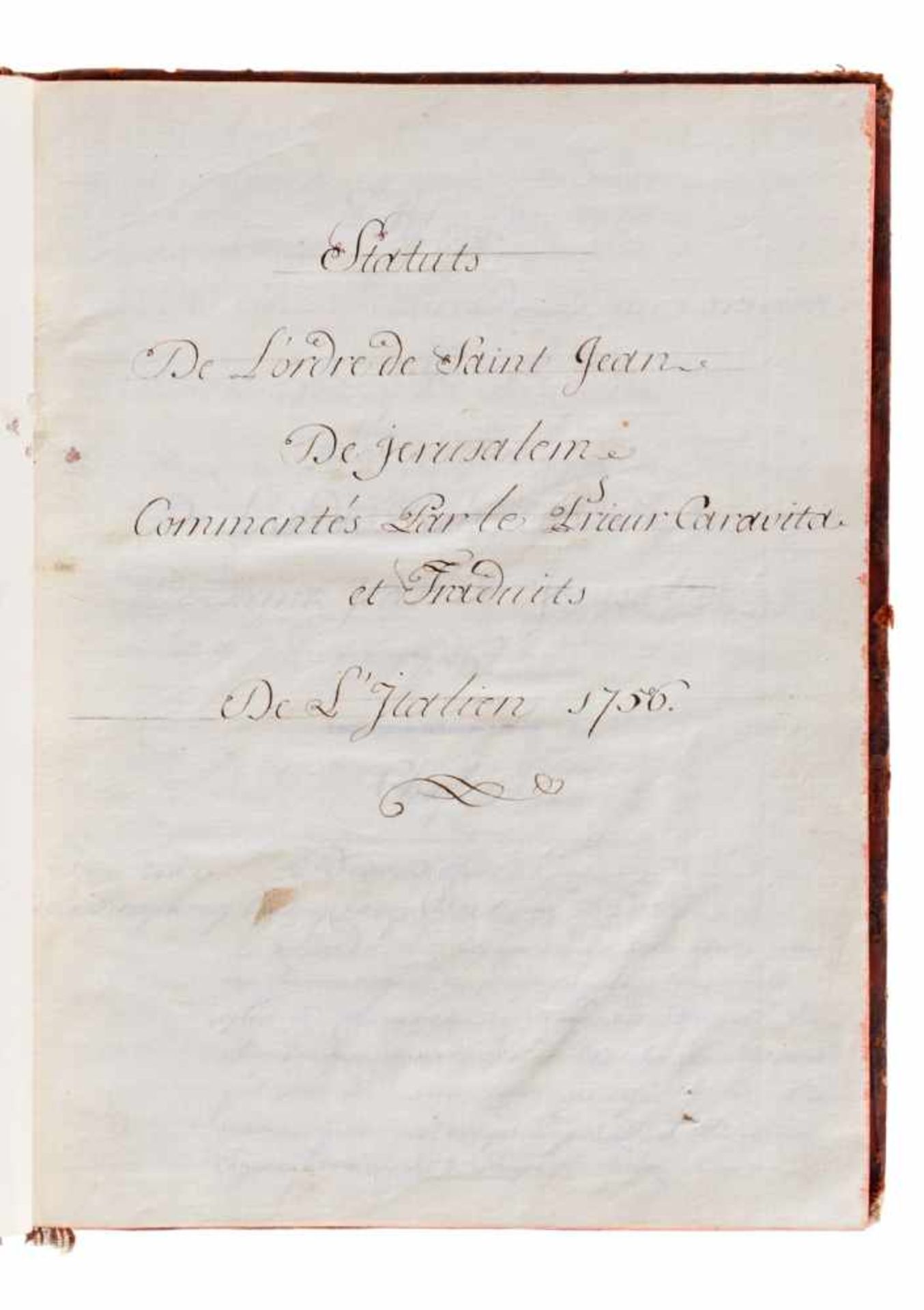 Malta - Johanniter - "Statuts de l'ordre de Saint Jean de Jerusalem.Commentés par le Prieur Caravita - Bild 2 aus 4