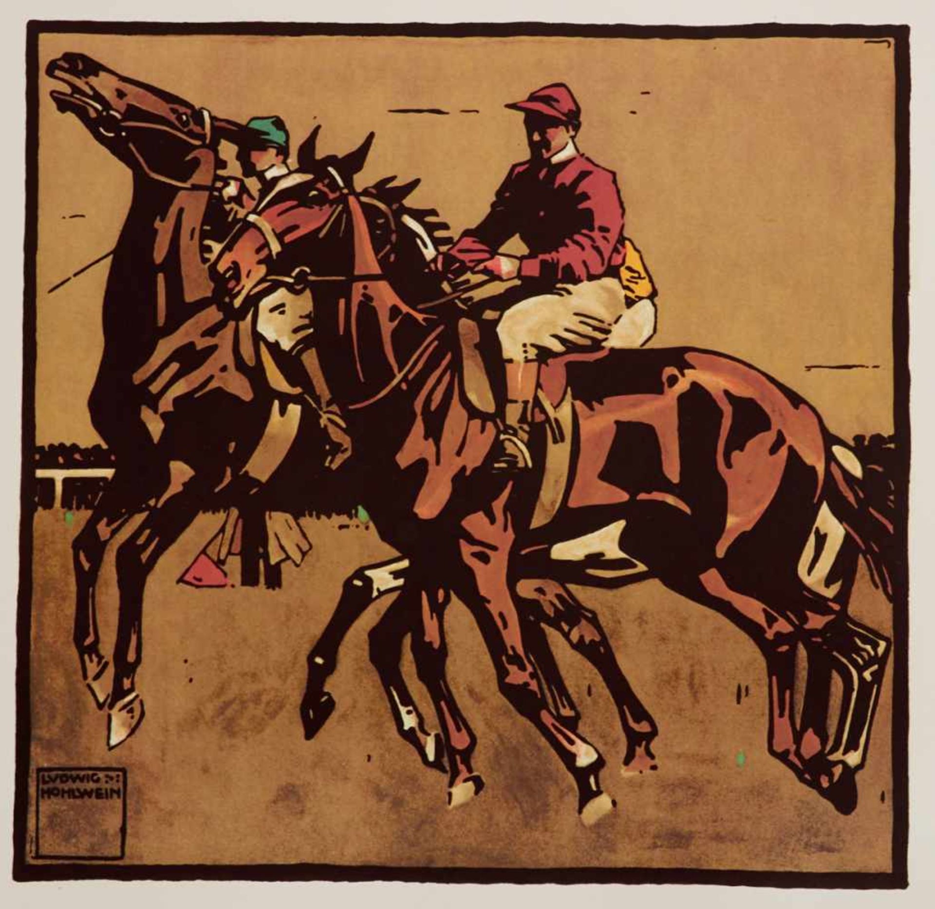 Pferdesport - Hohlwein, L.,Turf. Zwölf Rennsportbilder (Deckeltitel). O. O., Dr. und Jahr (um 1980). - Bild 5 aus 6