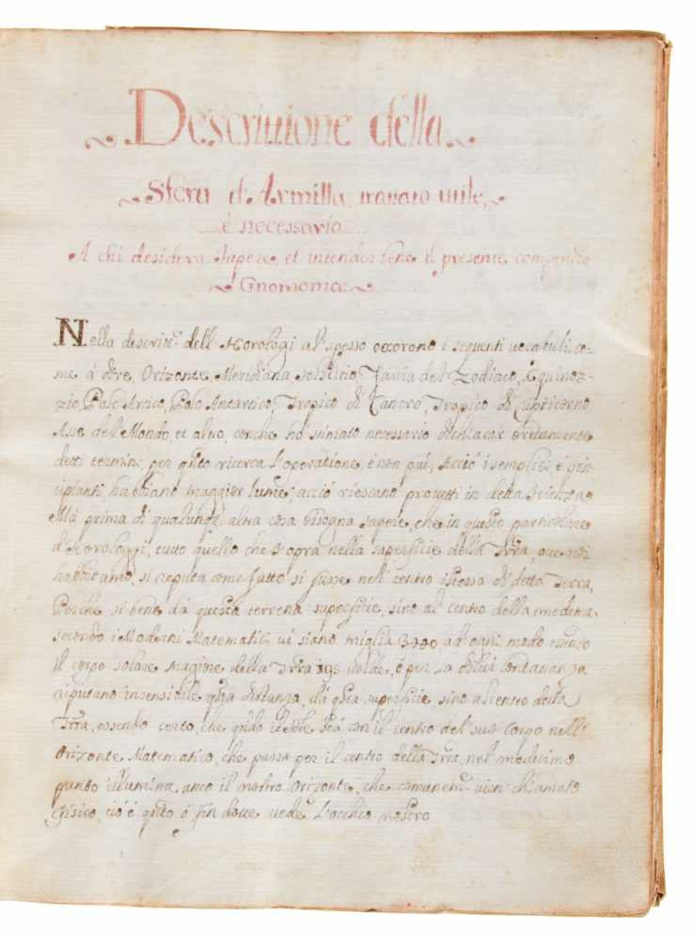 Sonnenuhren - "Compendio Gnomonico".Italienische Handschrift auf Papier. Wohl Süditalien, um 1700. - Bild 4 aus 5