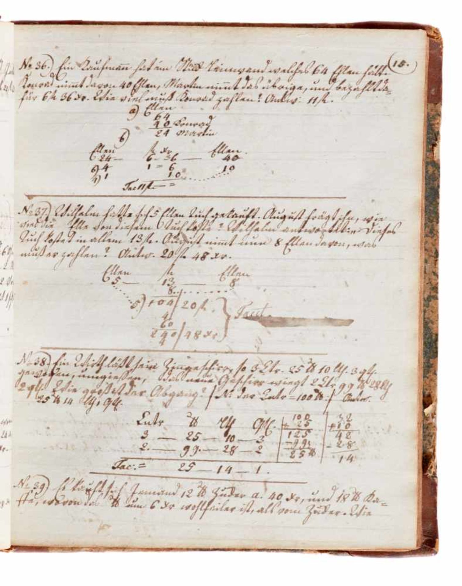 Handschriften - Rechenbuch.Deutsche Handschrift auf Papier. Dat. Heidelberg, 1810. 4ø. 304 S., 14 - Bild 3 aus 4