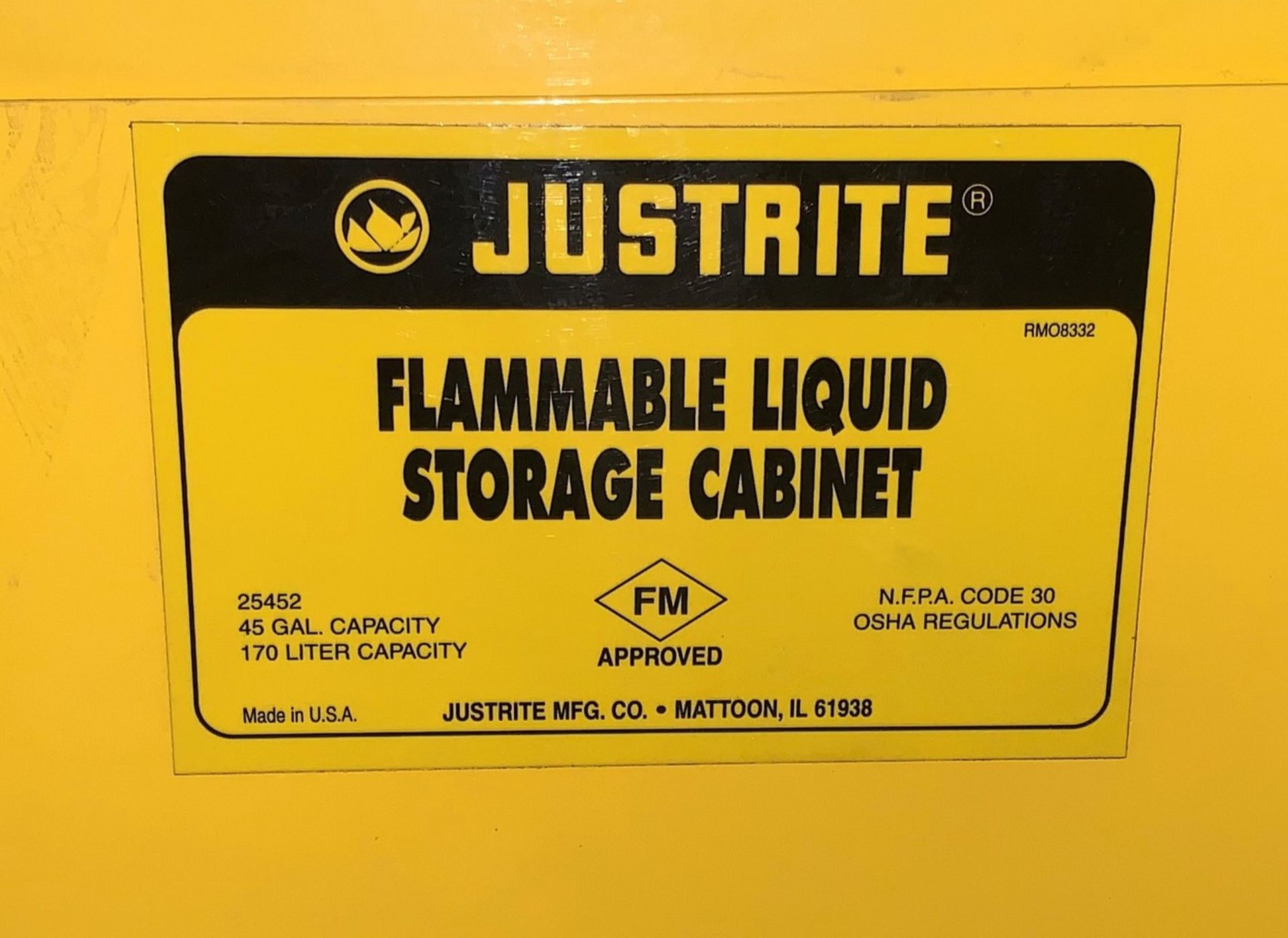 Justrite 45-Gallon 2-Door Flammable Liquid Storage Cabinet - Image 3 of 3