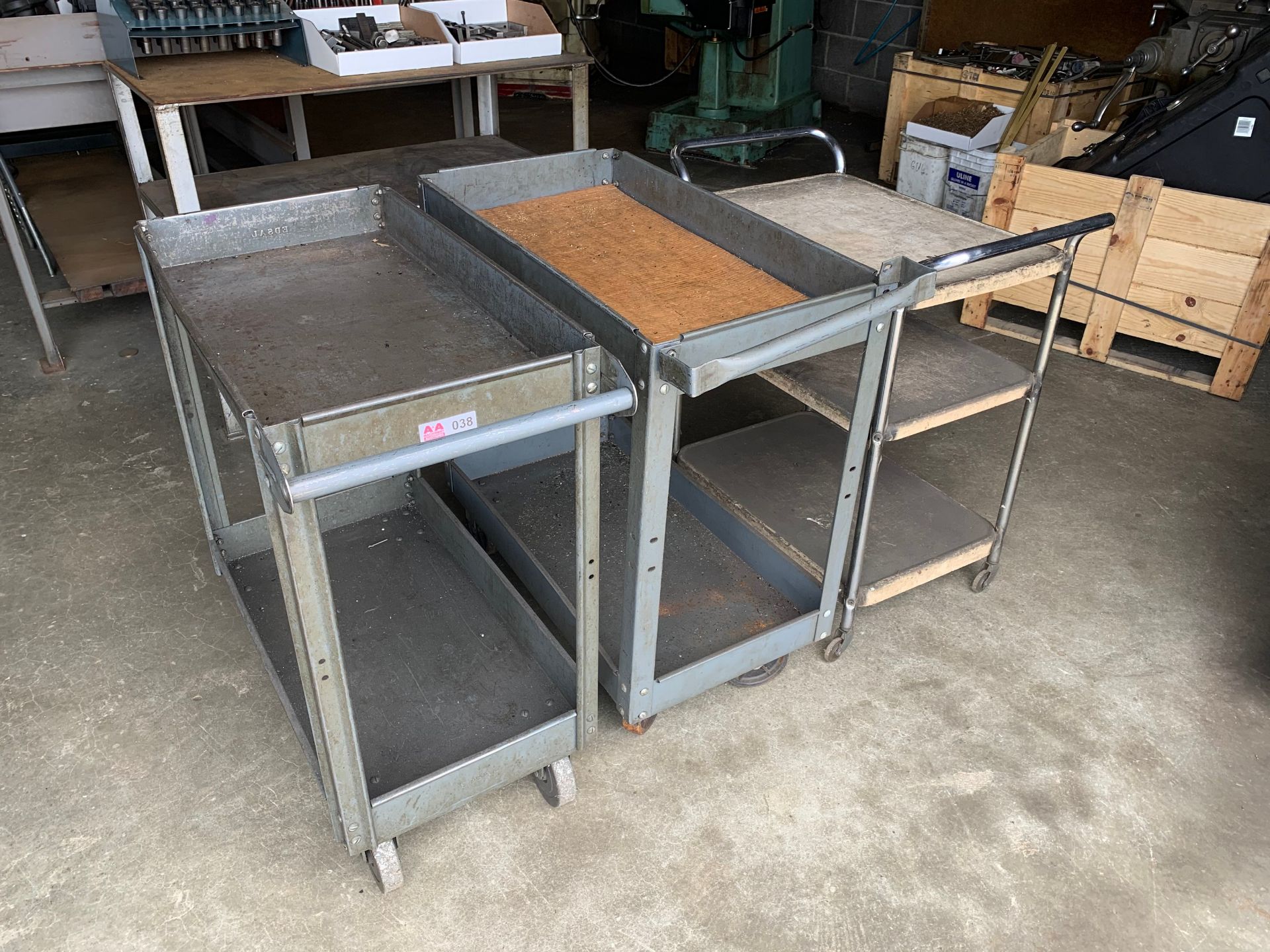 Lot with (3) Metal Shop Carts