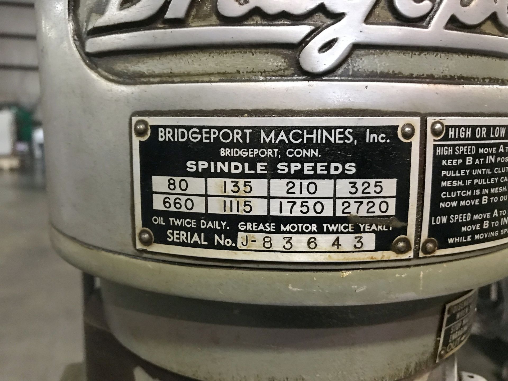 Bridgeport Vertical Milling Machine - Image 9 of 10