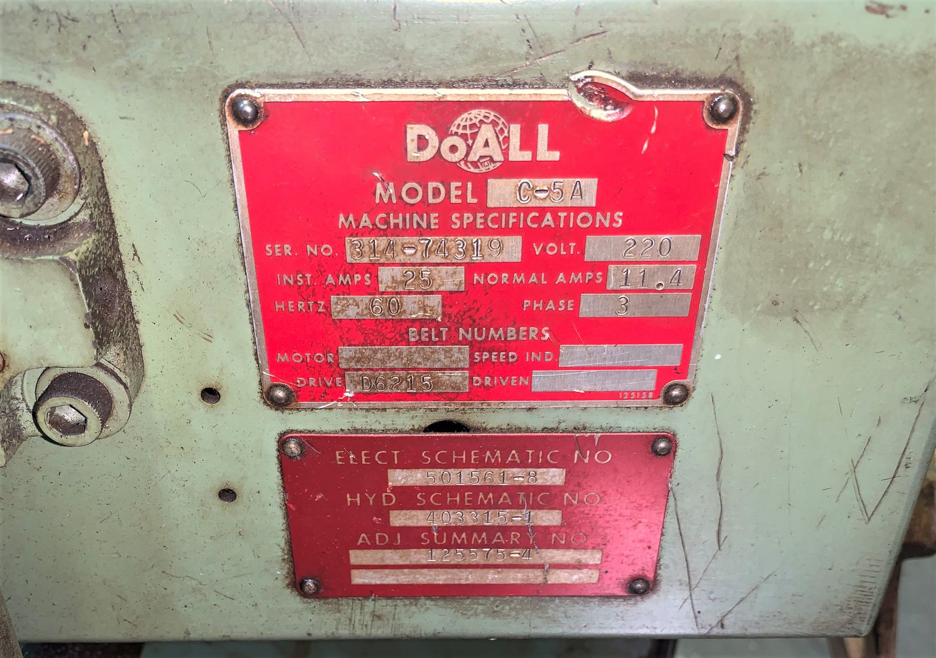 DoAll Mdl. C-5A Horizontal Band Saw - Image 8 of 8