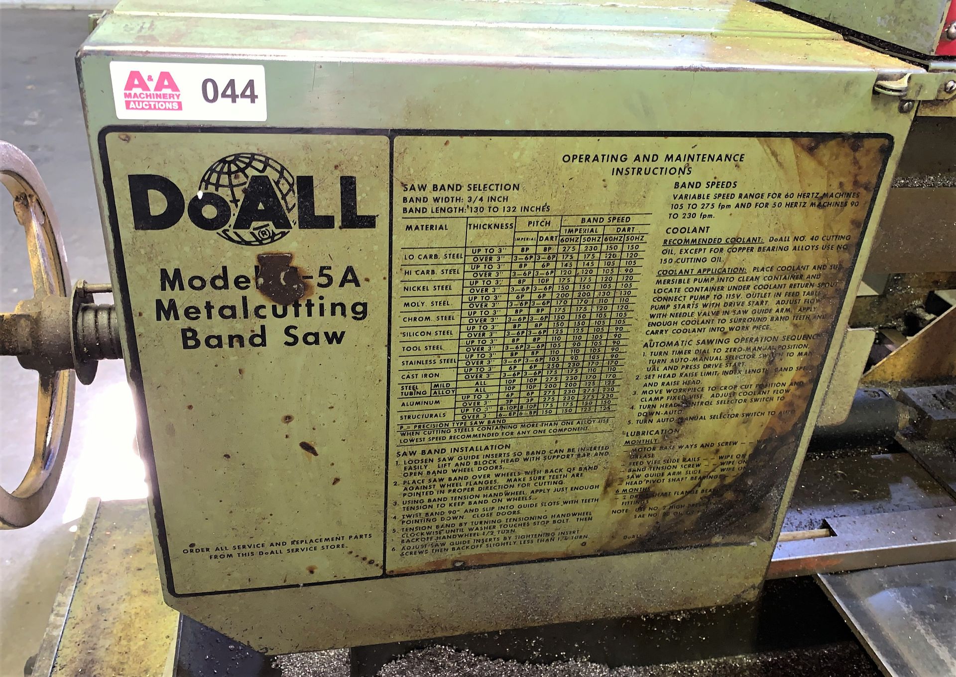 DoAll Mdl. C-5A Horizontal Band Saw - Image 4 of 8