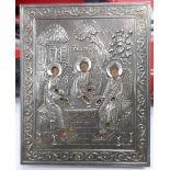 1890 silver front Russian Icon,