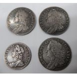 3 George II 6d (1737, 1757, 1758) & 1 George II 3d, 1740 (4), 1 of the 6d is drilled