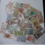 Large quantity of world banknotes