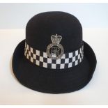 Female police Bowler hat by Try & Lilly Ltd of Liverpool with Northumbria cap badge, size 54 (6 1/4)
