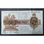 GEORGE V, WARREN FISHER £1 BANKNOTE