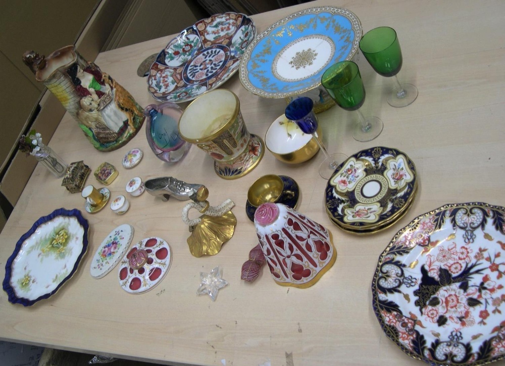 Large quantity of antique ceramic, porcelain and glassware (many a/f) to include Imari hanging