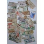 Large quantity of world banknotes