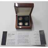 Queen Victoria 1901 Maundy money, set 1, 2, 3 & 4d, boxed with COA