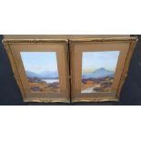 Pair of early 20thC Dartmoor moorland scene, gouaches, signed L Carlisle, both in matching gilt