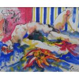 Hendrik GRISE (1917-1982) watercolour "Reclining female nude", signed, framed, 60 x 48 cm