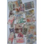 Large quantity of world banknotes