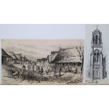 2 very rare Alfred Bowyer Clayton (1795-1855) 1830s pen & ink "Scenes from Tananarive,