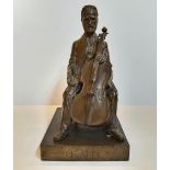W Voller, vintage bronze of Carlo Alfredo Piatti (Italy, 1822 –1901) playing his 1720 Stradivari