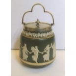 Carltonware - Jasperware biscuit barrel, 17cm high