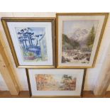 3 early 20thC framed watercolours by differing artists to include a woodland scene by Halford