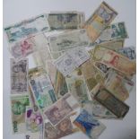 Large quantity of world banknotes